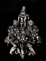 Pewter Fantasy Sculpture, Toad-Skin-Hat Wearing Inter-Dimensional Shopper - thumbnail 1