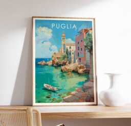 Puglia Italy Poster Coastal Landscape Art Print - thumbnail 1