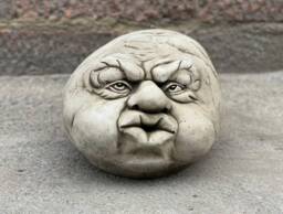 Unique Stone Stern Face Sculpture Concrete Garden Ornament Home Statue Outdoor Figurine Handcrafted Cement Decor Front Door Gift - thumbnail 1