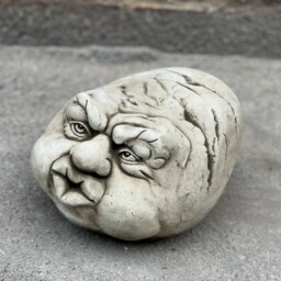 Unique Stone Stern Face Sculpture Concrete Garden Ornament Home Statue Outdoor Figurine Handcrafted Cement Decor Front Door Gift - thumbnail 2