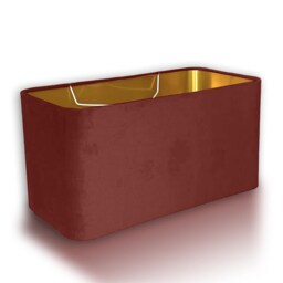 New Made To Order Dark Terracotta Velvet Lamp Shade & Pendant Light Rounded Rectangular Shape Metallic Panels Lining For All Purpos - thumbnail 2