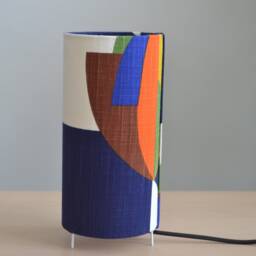 Multicolored Blue Cotton Table Lamp, Bedroom Tube Multicolor Living Room Lamp - thumbnail 2