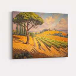 Tuscan Vineyard Countryside Landscape Mediterranean Painting Canvas Wall Art Print Decor Picture Ready To Hang - thumbnail 4