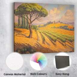 Tuscan Vineyard Countryside Landscape Mediterranean Painting Canvas Wall Art Print Decor Picture Ready To Hang - thumbnail 2