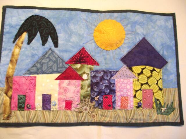 Tropical Village Quilted Wall Hanging - image 1