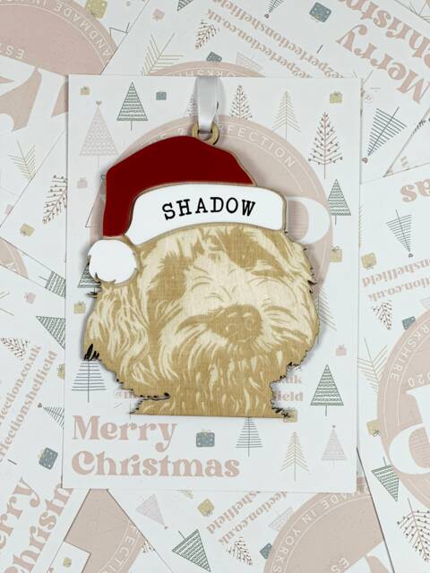 Personalised Pet Christmas Bauble/Ornament With Name - Dog Labradoodle Cockapoo Goldendoodle Poodle Cross 060 - image 1