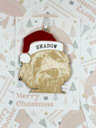 Personalised Pet Christmas Bauble/Ornament With Name - Dog Labradoodle Cockapoo Goldendoodle Poodle Cross 060 - thumbnail 1