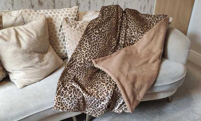 Handmade Tan Leopard Faux Fur Throw Blanket Super Deluxe Quality - image 1