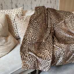 Handmade Tan Leopard Faux Fur Throw Blanket Super Deluxe Quality - thumbnail 3