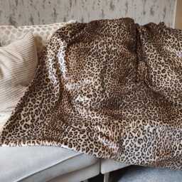 Handmade Tan Leopard Faux Fur Throw Blanket Super Deluxe Quality - thumbnail 2