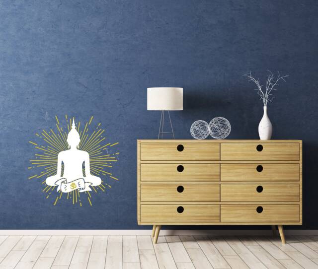 Gautama Buddha Enlightened Teacher Wall Vinyl Sticker Sacred Spiritual Decal 2 Colors - image 1