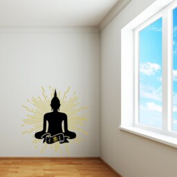 Gautama Buddha Enlightened Teacher Wall Vinyl Sticker Sacred Spiritual Decal 2 Colors - thumbnail 2
