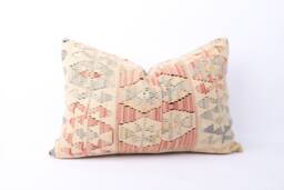 Handwoven Turkish Kilim Pillow Cover Bohemian Home Decor - 16x24 - thumbnail 1