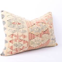 Handwoven Turkish Kilim Pillow Cover Bohemian Home Decor - 16x24 - thumbnail 3