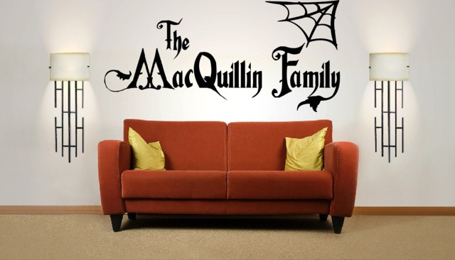 Personalised Halloween Family Name, Addams Family, Vinyl Wall Art Sticker Decal Mural. Home, Decor. Living Room, Hallway - image 1