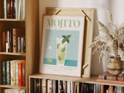 Classic Mojito Cocktail Print, Retro Wall Art, Modern Bar & Kitchen Decor - thumbnail 1