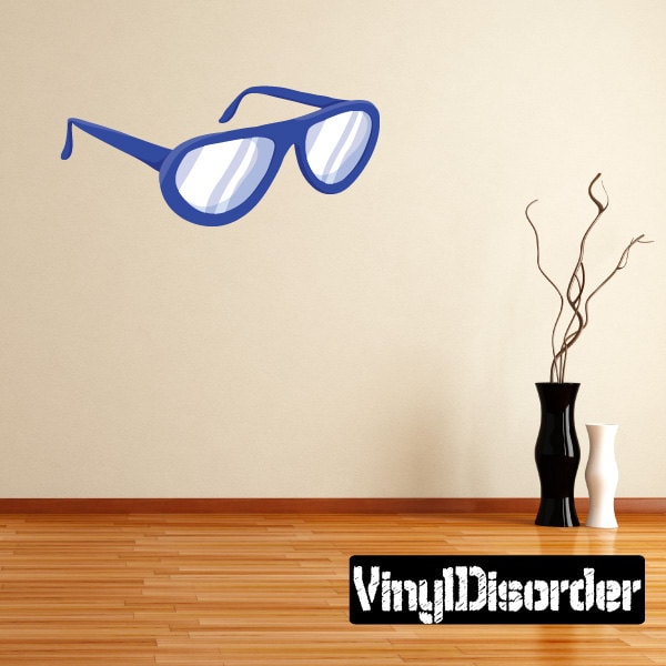 Blue Sun Glasses Wall Decal - Fabric Vinyl Removable & Reusable Beachuscolor002Et