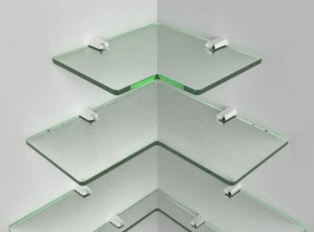 Modern Corner Shelving Multiple Sizes Available For Cascading Effect Bathroom Glass Acrylic Shelf & Brackets, Custom - image 1