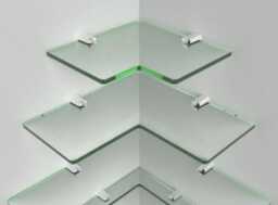 Modern Corner Shelving Multiple Sizes Available For Cascading Effect Bathroom Glass Acrylic Shelf & Brackets, Custom - thumbnail 1