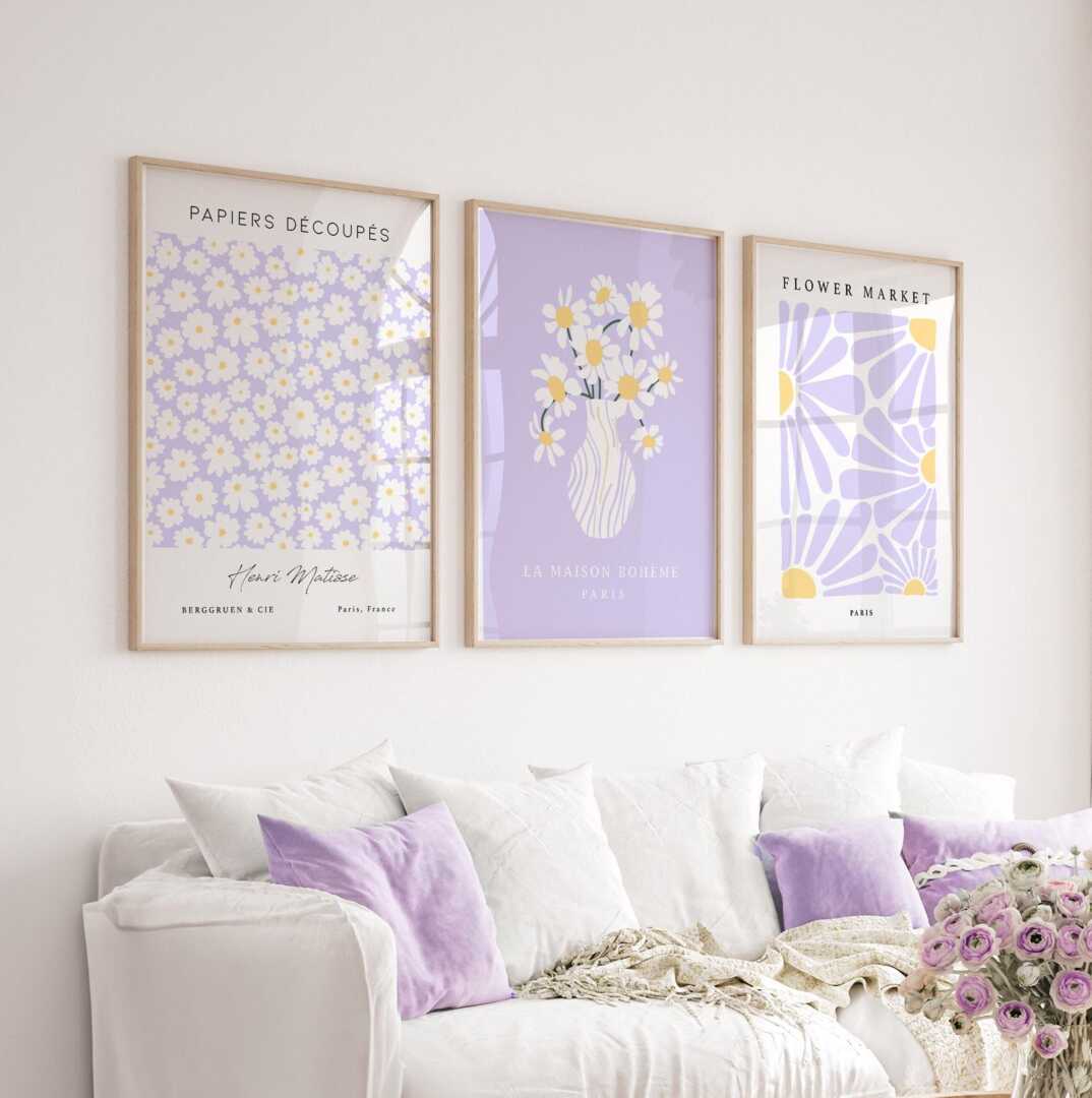 Lilac Daisy Set, Henri Matisse, Prints, Purple Wall Art