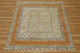 Hand Block Print Cotton Rug - Bohemian Style Area With Tassels