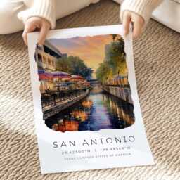 Texas Wall Art, Travel Posters, San Antonio Prints, Traditional Retro Gifts, City D??cor - thumbnail 2