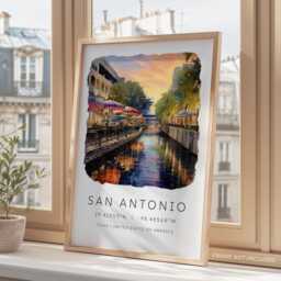 Texas Wall Art, Travel Posters, San Antonio Prints, Traditional Retro Gifts, City D??cor - thumbnail 3