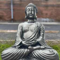 Concrete Sitting Buddha Statue Japanese Garden Decor Meditation Stone Figurine Big Sculpture Cement Yard Art Gift - thumbnail 2