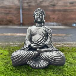 Concrete Sitting Buddha Statue Japanese Garden Decor Meditation Stone Figurine Big Sculpture Cement Yard Art Gift - thumbnail 4
