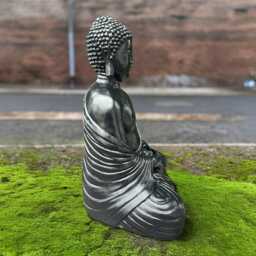 Concrete Sitting Buddha Statue Japanese Garden Decor Meditation Stone Figurine Big Sculpture Cement Yard Art Gift - thumbnail 3
