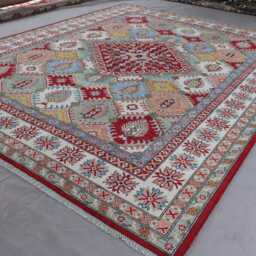 9x12 Bidjar Area Rug Afghan Hand-Knotted Wool Rug, Turkish Geometric Oriental Multicolor Natural Dyes Rug, Bedroom Living Room - thumbnail 2