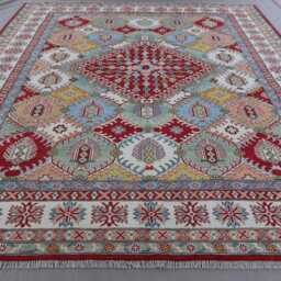 9x12 Bidjar Area Rug Afghan Hand-Knotted Wool Rug, Turkish Geometric Oriental Multicolor Natural Dyes Rug, Bedroom Living Room - thumbnail 3