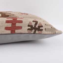 Red Kilim Pillow Cover Vintage Turkish Wool Throw - 12x20 - thumbnail 4