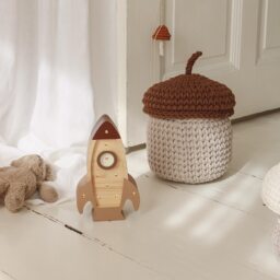 Space Rocket Night Light For Little Astronaut Kids Room Theme Natural Wooden Lamp Explorer Adventure Decor Cosmic Boy - thumbnail 3
