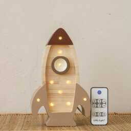 Space Rocket Night Light For Little Astronaut Kids Room Theme Natural Wooden Lamp Explorer Adventure Decor Cosmic Boy - thumbnail 2