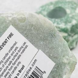 Green Quartz Crystal Tea Light Candle Holder - Hand Cut - thumbnail 4