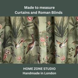 Vintage Goose Botanical Cotton Curtains Custom Pencil Pleat Pair - thumbnail 2
