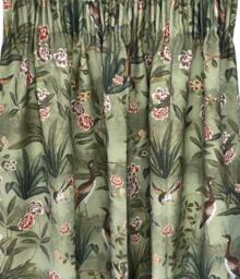 Vintage Goose Botanical Cotton Curtains Custom Pencil Pleat Pair - thumbnail 1