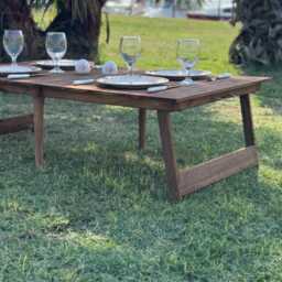 Handmade Wooden Folding Table - Portable Picnic Boho Camp Foldable Low Seat For Outdoor, Home, Birthday & Events - thumbnail 4