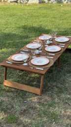 Handmade Wooden Folding Table - Portable Picnic Boho Camp Foldable Low Seat For Outdoor, Home, Birthday & Events - thumbnail 1