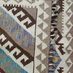 Heritage Tribal Rug, Handmade Artisan Afghan Turkish Scandinavian Navajo Bohemian Flatweave Natural Wool Kilim Rug 170x127 cm - thumbnail 3