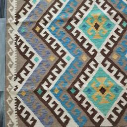 Heritage Tribal Rug, Handmade Artisan Afghan Turkish Scandinavian Navajo Bohemian Flatweave Natural Wool Kilim Rug 170x127 cm - thumbnail 4