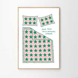 Just Five More Minutes Please Pink Green Art Poster, Bedroom Wall Art, Apartment Aesthetic Decor, Retro Home Print, Printed Gift - thumbnail 2