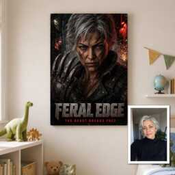Personalised Feral Metal Talon Brawler Canvas From Photo, Custom Text Gritty Action Wall Art Gift For Gamer Rooms UK Decor Statement - thumbnail 2