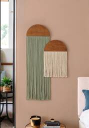 Boho Half Moon Wall Hanging, Minimalist Art, Macrame Home Office Decor, Scadinavian Mothers Day Gift W21 - thumbnail 1