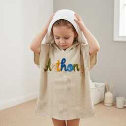 Custom Hand-Crocheted Name Hooded Baby Towel, Personalized Flower Bath Towel For Newborn Girl - thumbnail 1