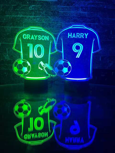 Personalised Led Football Shirt - Night Light Multicolour Remote Control - image 1