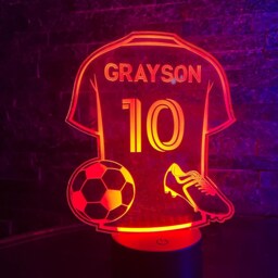 Personalised Led Football Shirt - Night Light Multicolour Remote Control - thumbnail 3