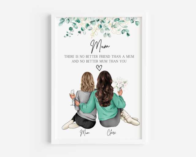 Personalised Mum Print, & Daughter Mothers Day Gift, Birthday Gift For Mum, Christmas Mummy Mam - image 1