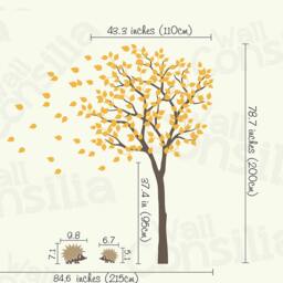 "Nursery Tree Wall Decal Hedgehog Art, Large - 79"" X 85" - thumbnail 2